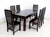 MoonWooden Wooden Dining Table 6 Seater Set with 6 Chairs for Dining Room Furniture Set and Hotel & Restaurant Walnut Finish with Premium Polish